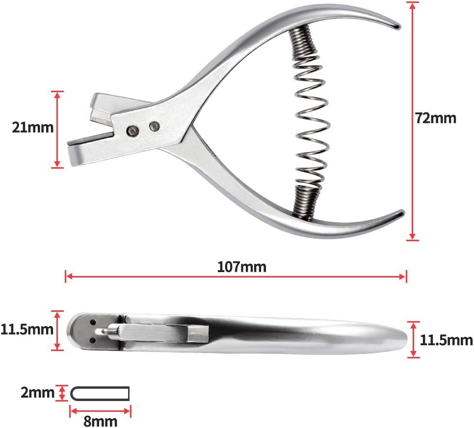 Spring-loaded metal pattern notch cutter tool isolated on a clean white background.