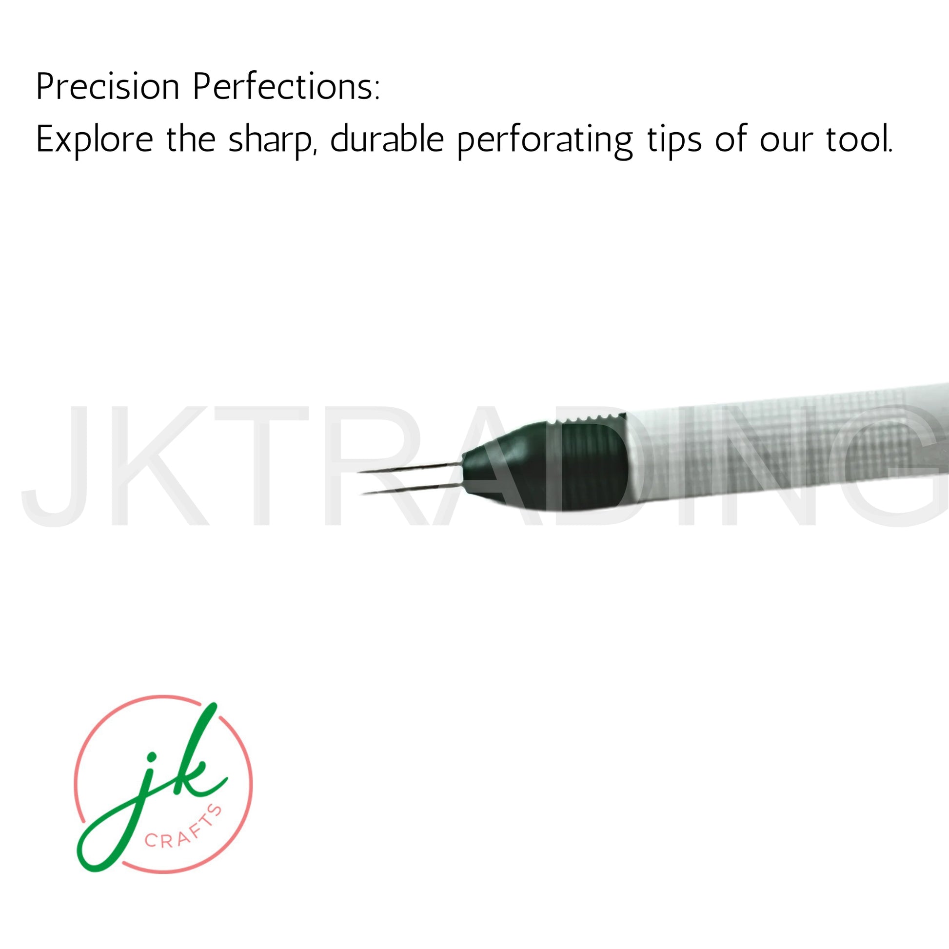 Detailed close-up showing the twin sharp dual-needle tips engineered for precise parchment paper pergamano patterns.