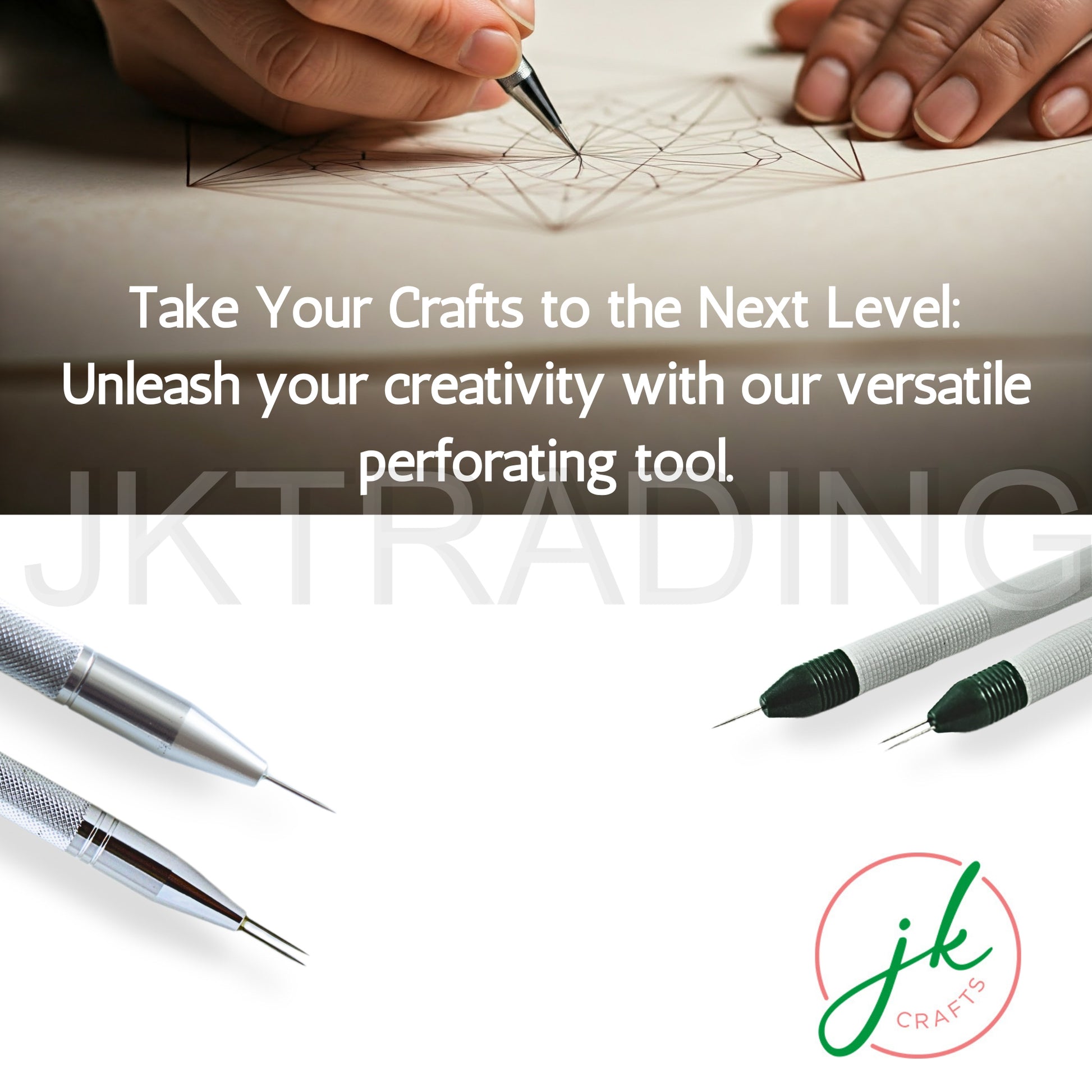Marketing banner highlighting the versatile applications of the dual-needle pen for elegant lace-like paper filigree.