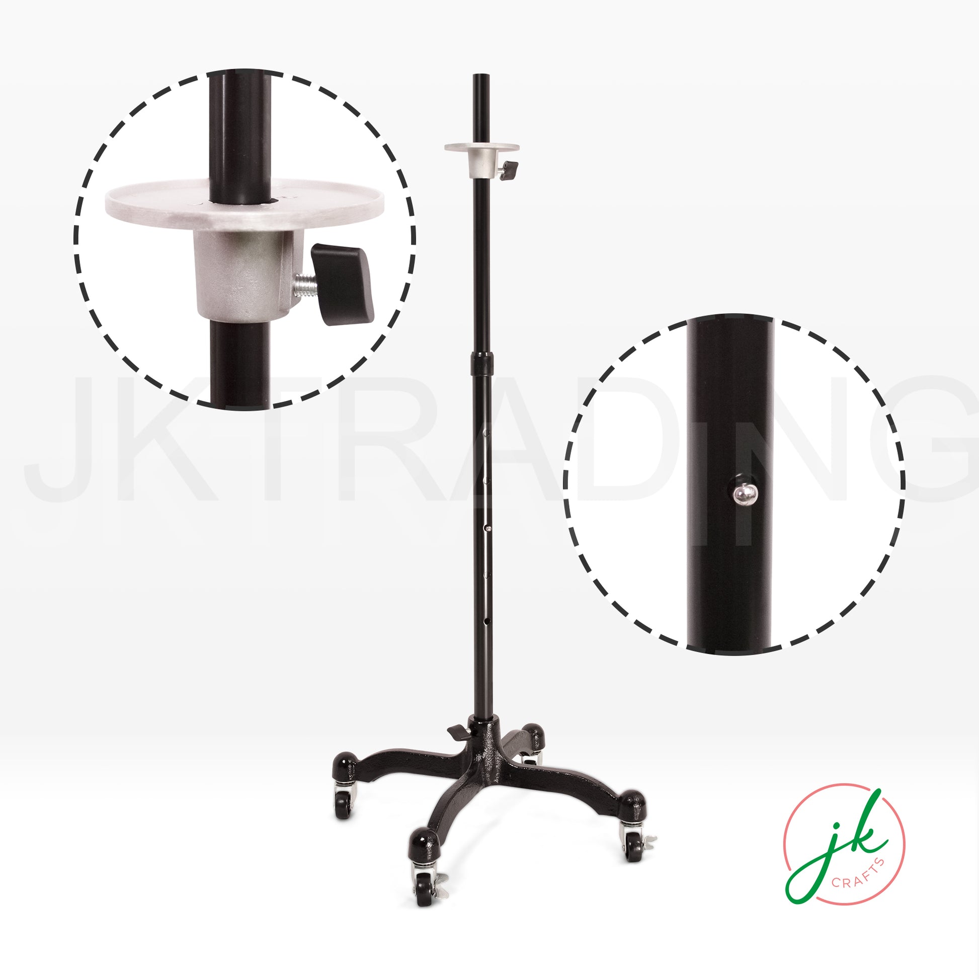 dress form Black and white stand with circular insets on a white background