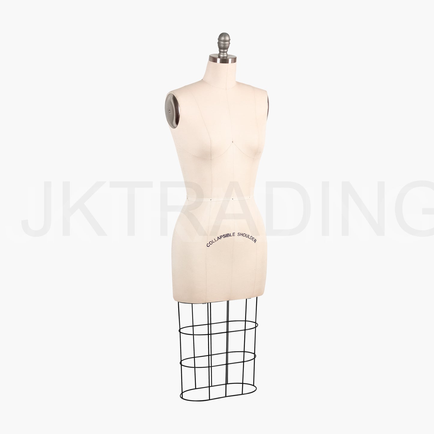 JKCrafts Professional Female Half Body Dressmaking Mannequin - Collapsible Shoulders | Industry Std Lady Dress Form - Pinnable Sideways & Cast Iron Pedal Stand
