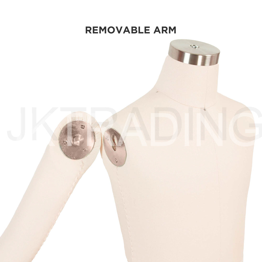 Mannequin torso with removable arm on a white background, branded 'JKTrading'