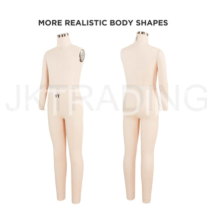Two mannequins with realistic body shapes on a white background, branded JKCrafts