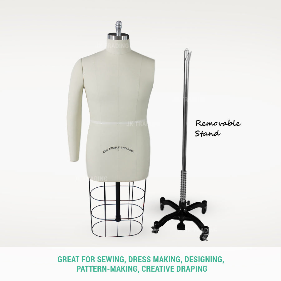 Mannequin torso with a removable stand on a white background