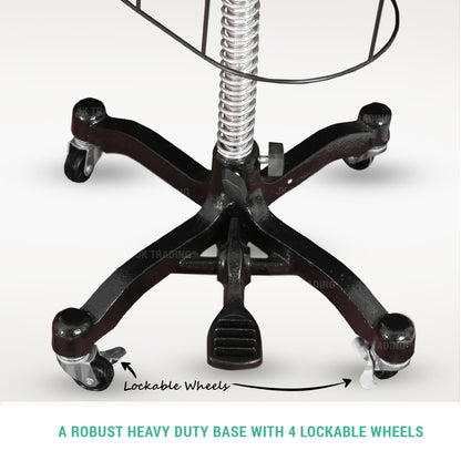 Robust heavy-duty base with lockable wheels on a white background