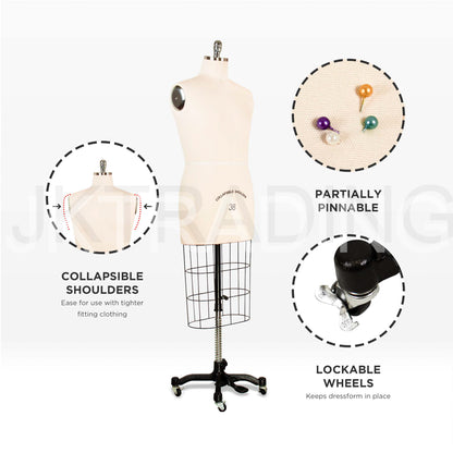 Mannequin torso on a stand with features highlighted