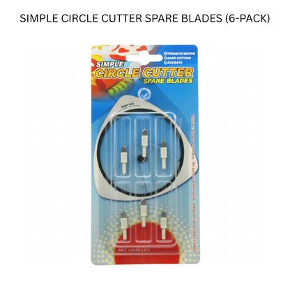 Retail blister card packaging containing a multi-pack set of professional badge machine circle cutter spare blades.