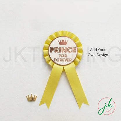 button badge Yellow award ribbon with 'Prince for Forever' text on a white background, featuring JKT Creations branding.