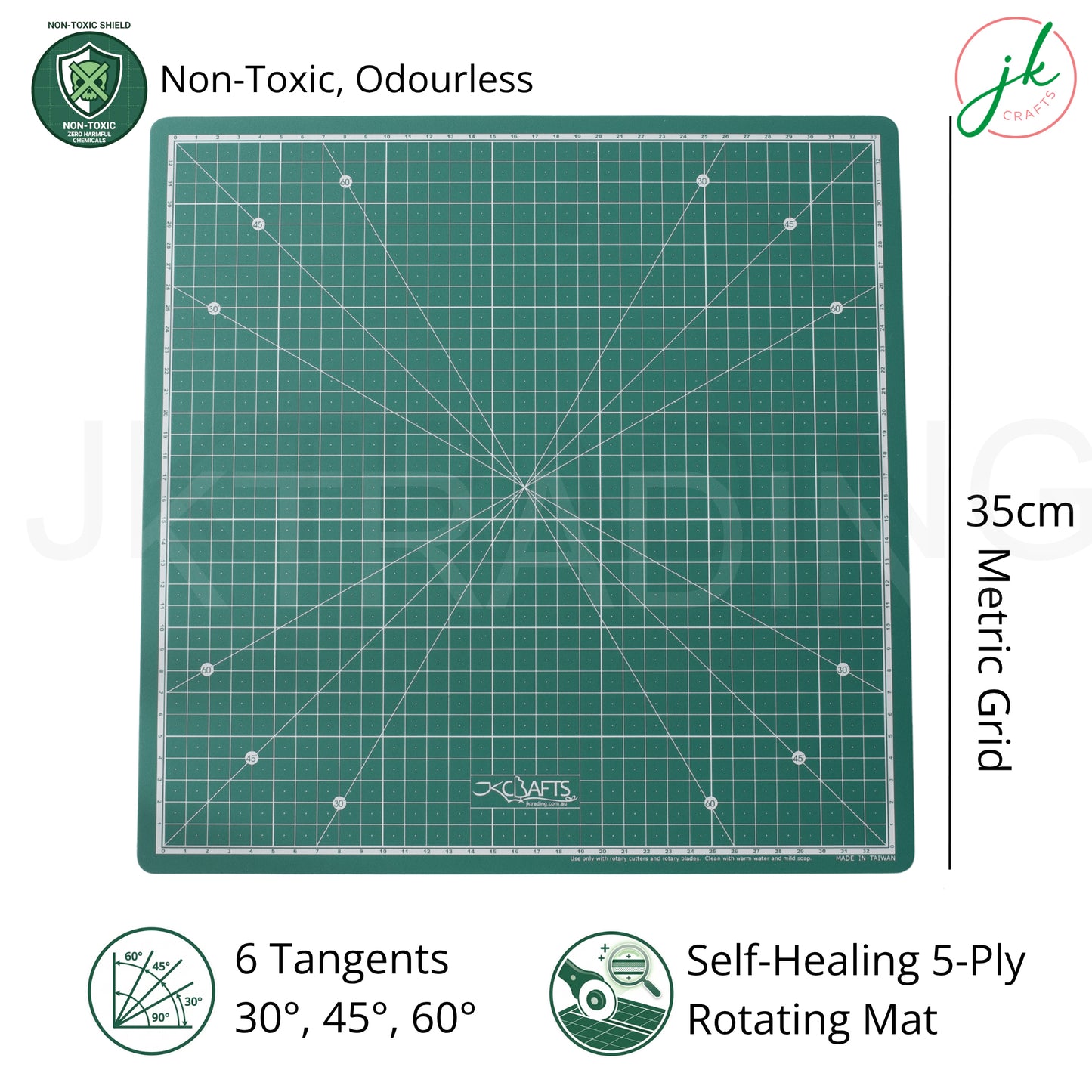35cm Square Rotating Cutting Mat showing Measurement Grid Lines
