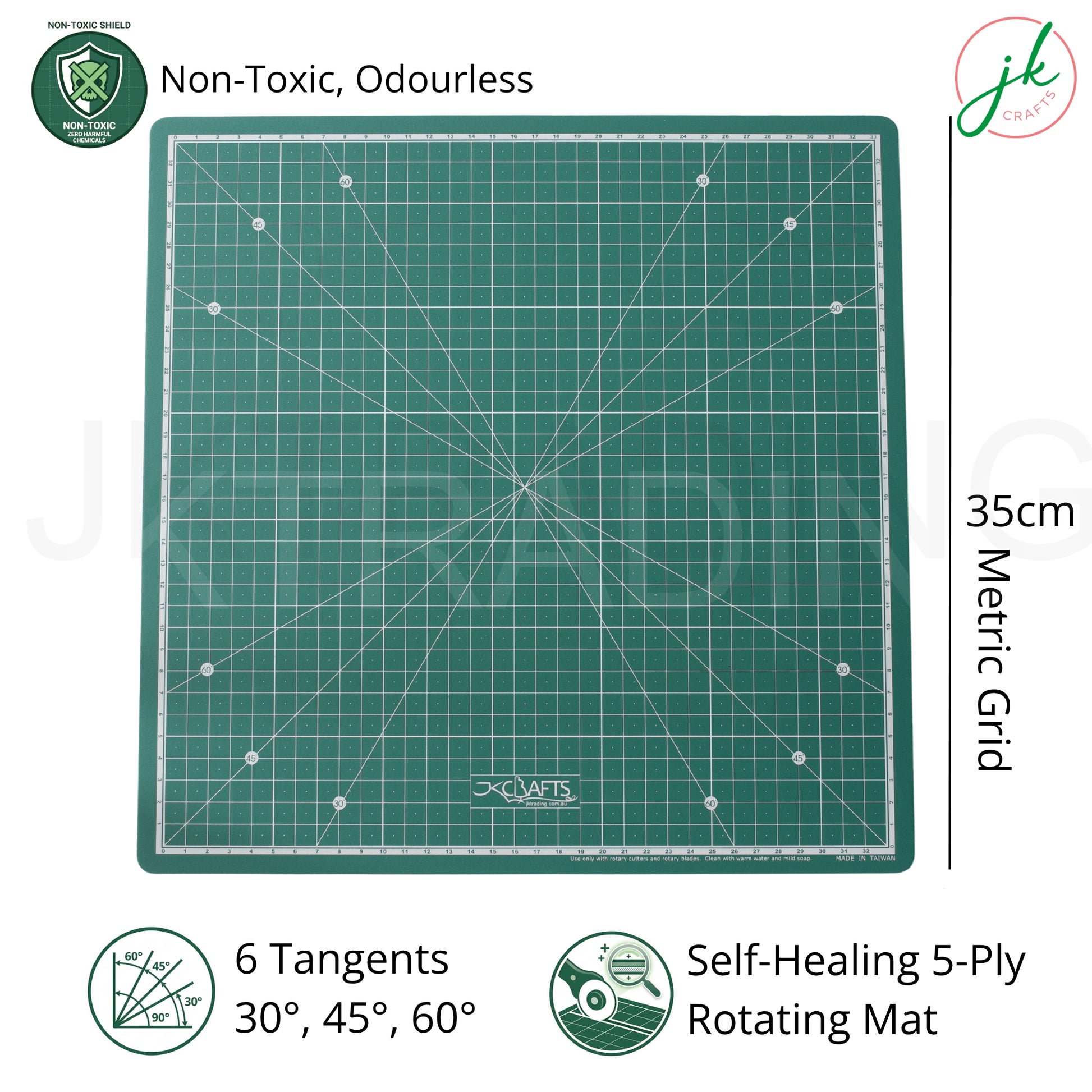 35cm Square Rotating Cutting Mat showing Measurement Grid Lines