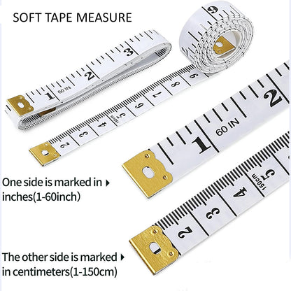 Soft tape measure with dual measurement markings on a white background