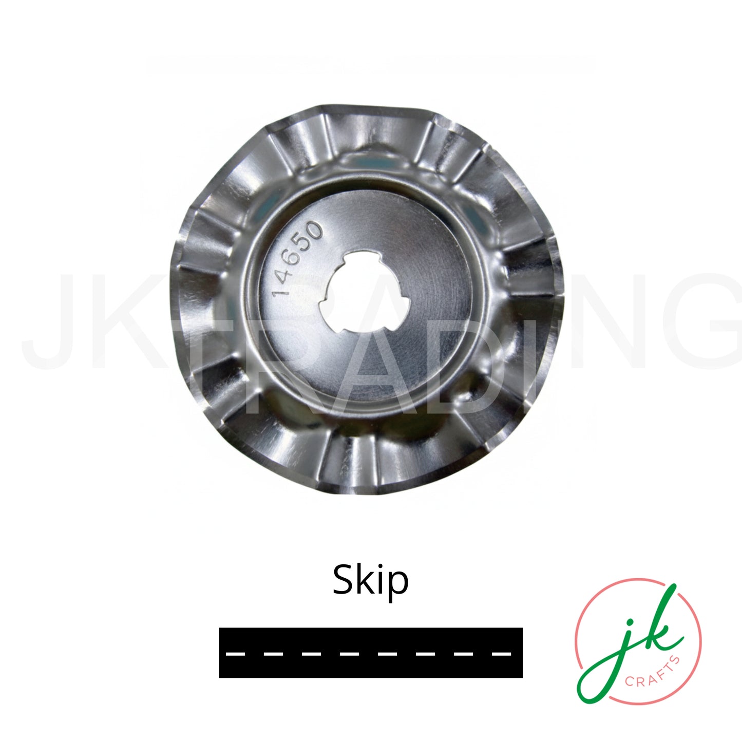 Skip-interval perforation rotary cutter blade engineered for clean tear-away ticket lines and custom crochet borders.