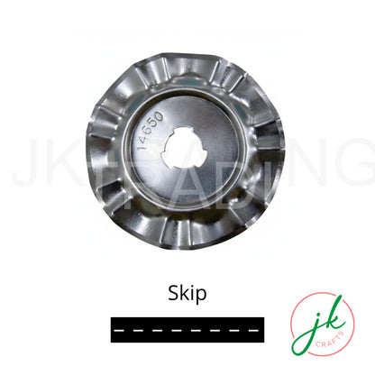 Skip-interval perforation rotary cutter blade engineered for clean tear-away ticket lines and custom crochet borders.
