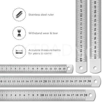 Product feature infographic highlighting the premium rust-proof steel body and rounded safety edges.