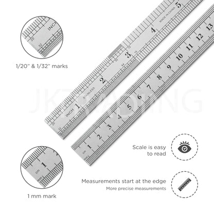 Close-up diagram showing the deeply etched metric and imperial graduation marks that won't fade.