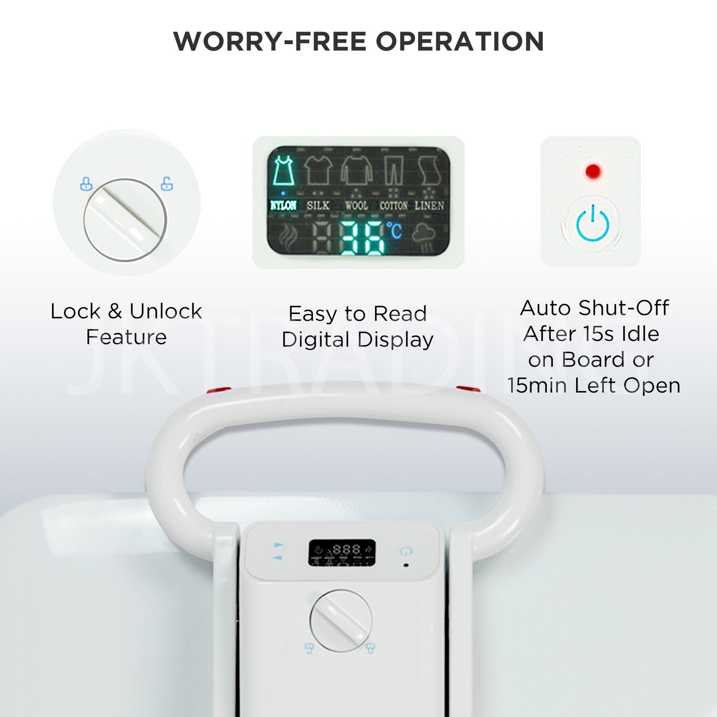 Front panel close-up showcasing the easy-to-read digital display controls and ergonomic handle grip.