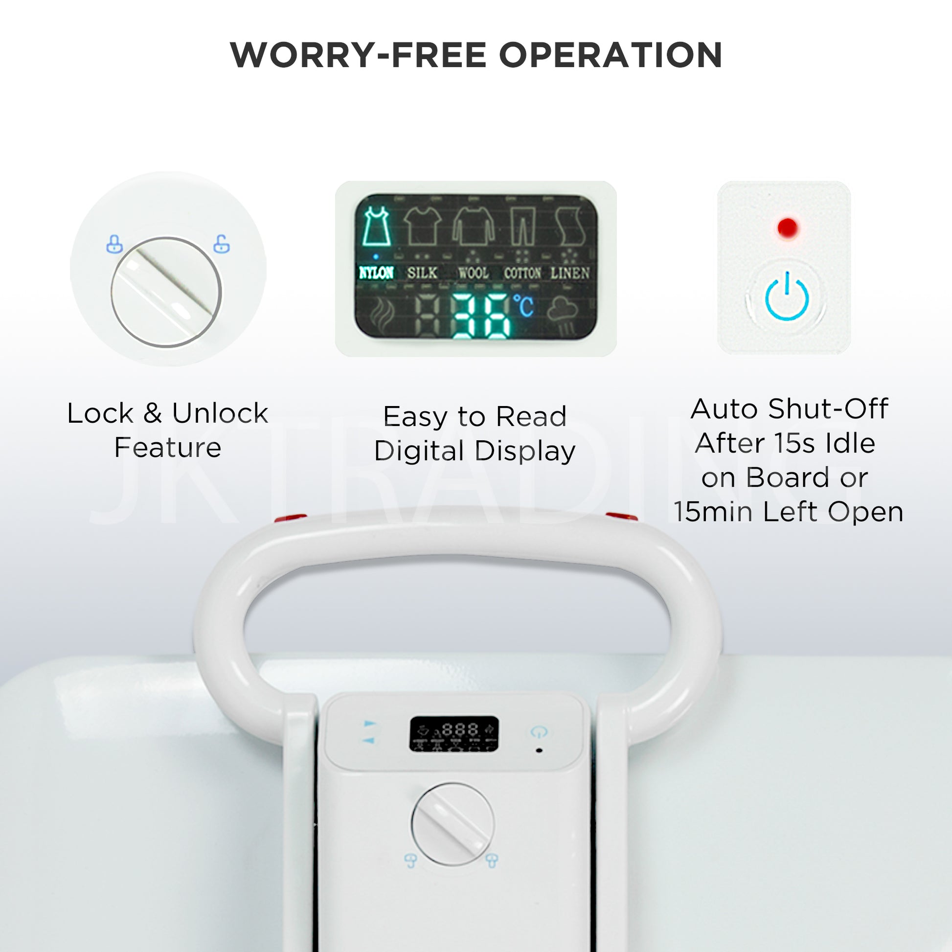 Front panel close-up showcasing the easy-to-read digital display controls and ergonomic handle grip.