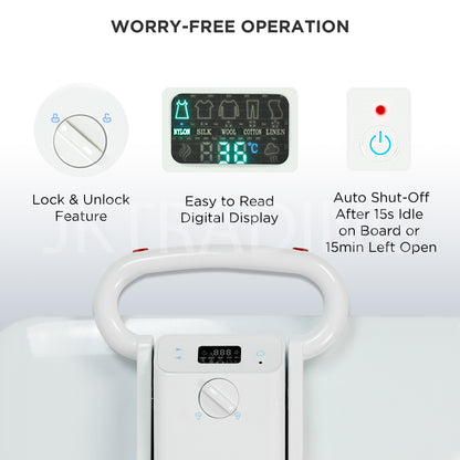 Front panel close-up showcasing the easy-to-read digital display controls and ergonomic handle grip.