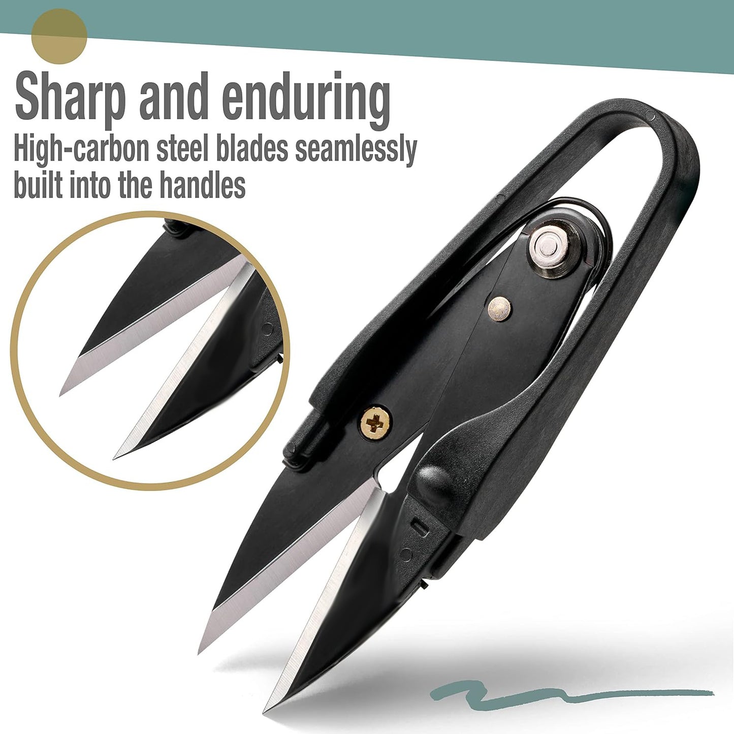 Close-up diagram emphasizing the razor-sharp high-carbon steel blades built directly into the lightweight composite handle.