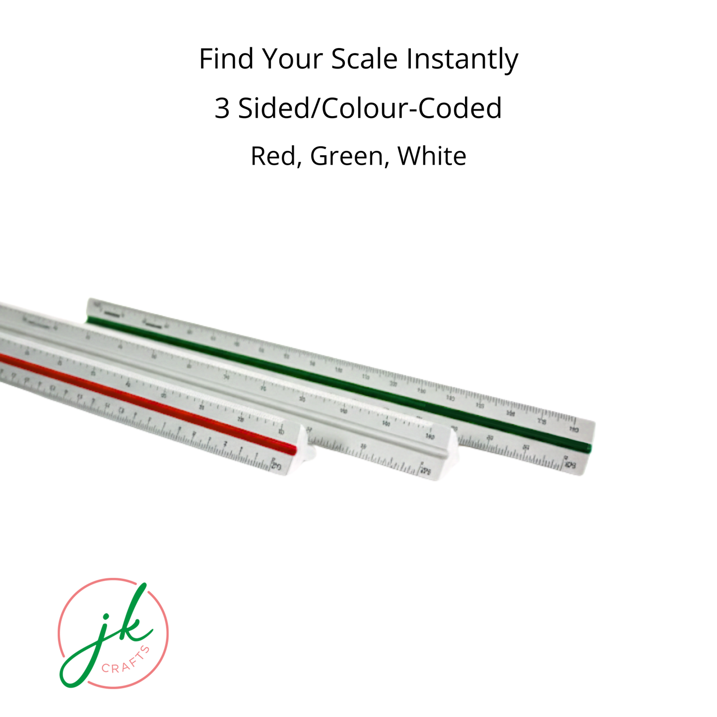 Close-up view highlighting the fast identification color-coded grooves in green, red, and black on the metal rules.