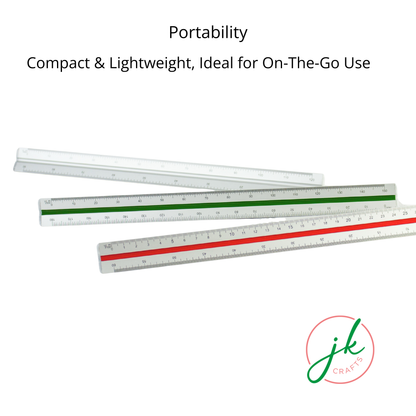 Compact, lightweight engineering scale rulers grouped to highlight portability for on-the-go workspace use.